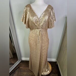 Revelry gold sequin maxi dress size 12 Bridesmaid Prom Formal